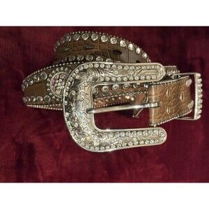 🔥 Blazin Roxx Ladies Western Belt Brown Leather Studded Rhinestones